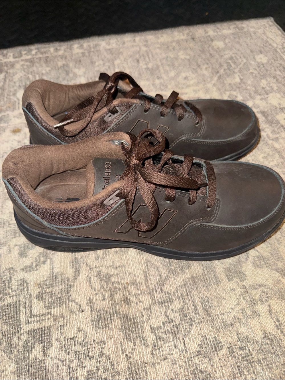 New Balance Men’s Dark Brown Leather Lace-Up Sneakers